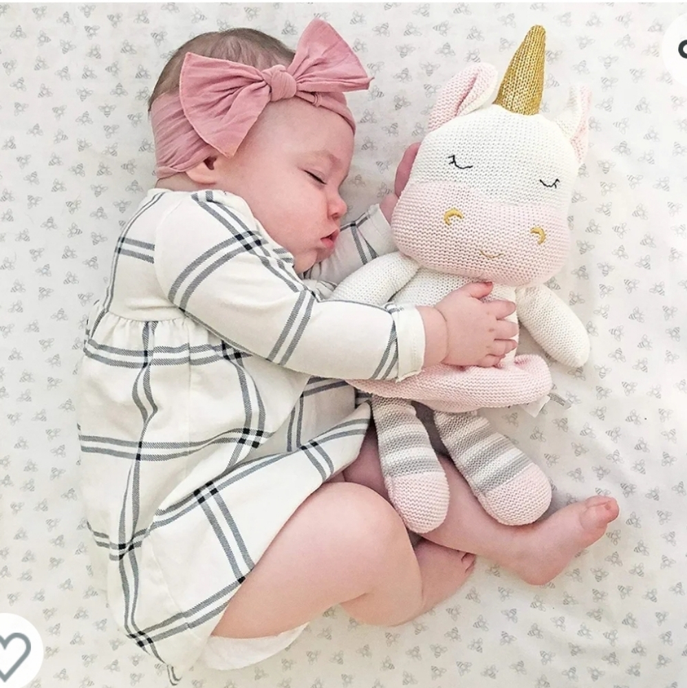 Living Textiles Kenzie Unicorn Knitted Rattle Plush